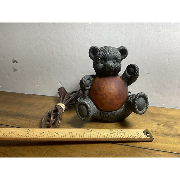Vintage Teddy Bear Light 7 Inch Bronze and Amber Art Glass Light - Picture 12 of 12